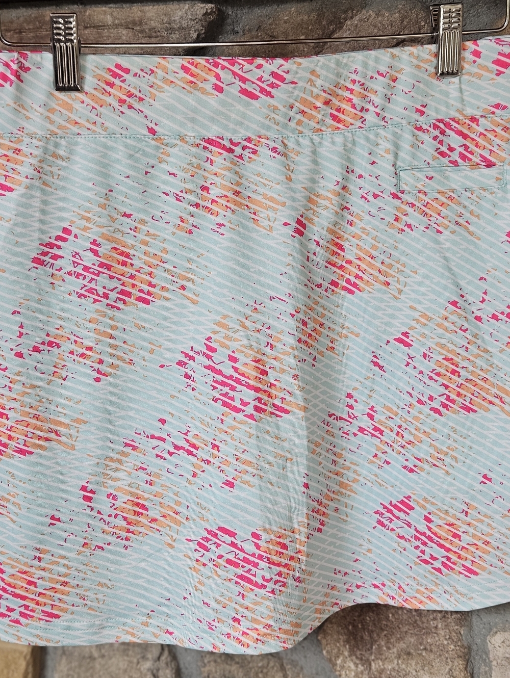 Pebble BEACH Aqua Floral Print Skirt with Pink and Peach Accents SM